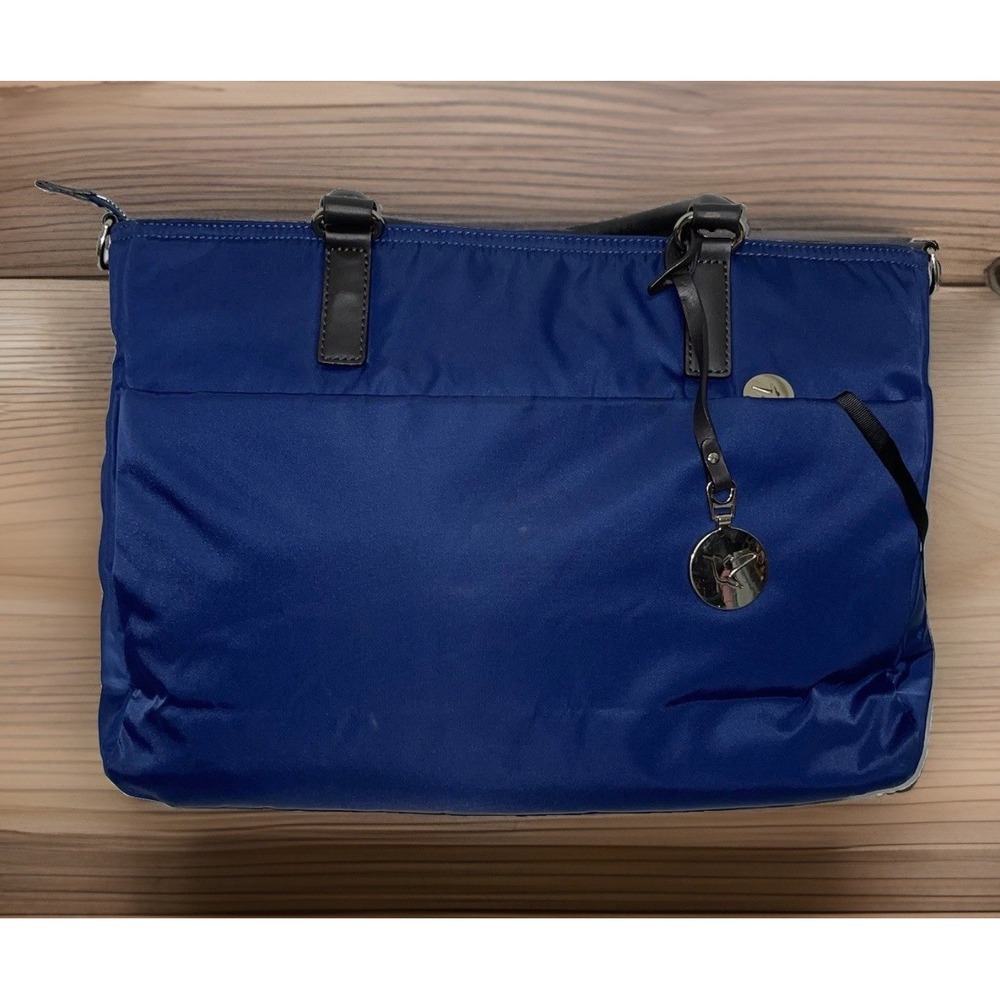 LO & SONS Brookline Tote Laptop Bag Navy Nylon Lavender Lining Business Travel